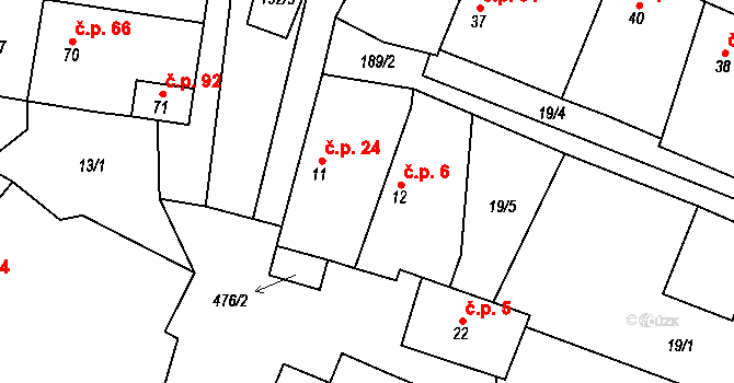 Myšenec 6, Protivín na parcele st. 12 v KÚ Myšenec, Katastrální mapa