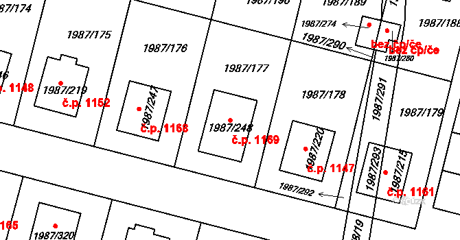 Nýřany 1169 na parcele st. 1987/248 v KÚ Nýřany, Katastrální mapa