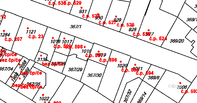 Sušice II 596, Sušice na parcele st. 1019 v KÚ Sušice nad Otavou, Katastrální mapa