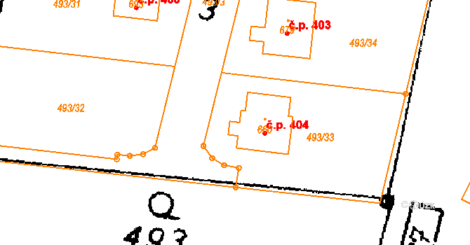 Nasavrky 404 na parcele st. 660 v KÚ Nasavrky, Katastrální mapa