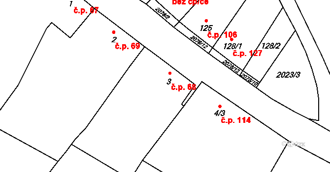 Kounov 68 na parcele st. 3 v KÚ Kounov u Rakovníka, Katastrální mapa