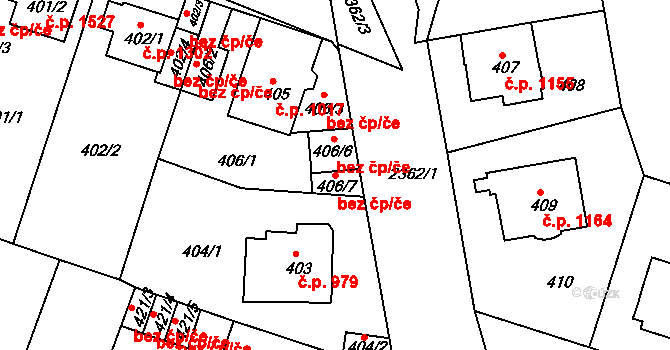 Teplice 93370717 na parcele st. 406/7 v KÚ Teplice-Trnovany, Katastrální mapa