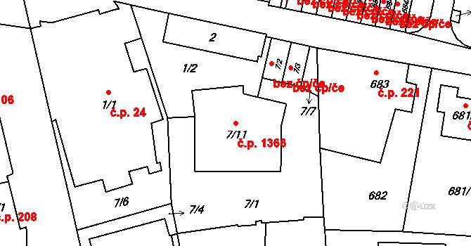 Liberec XIV-Ruprechtice 1366, Liberec na parcele st. 7/11 v KÚ Ruprechtice, Katastrální mapa