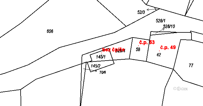 Borovno 98410717 na parcele st. 145/1 v KÚ Borovno, Katastrální mapa