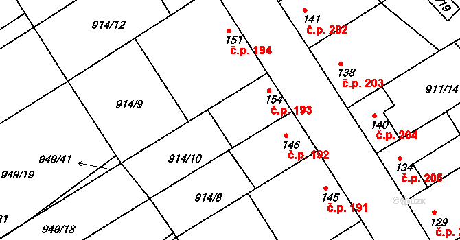 Jezeřany-Maršovice 193 na parcele st. 154 v KÚ Maršovice, Katastrální mapa