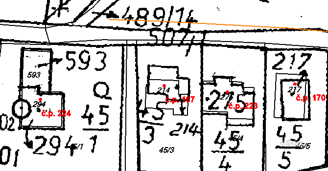 Tupadly 167 na parcele st. 214 v KÚ Tupadly u Čáslavi, Katastrální mapa