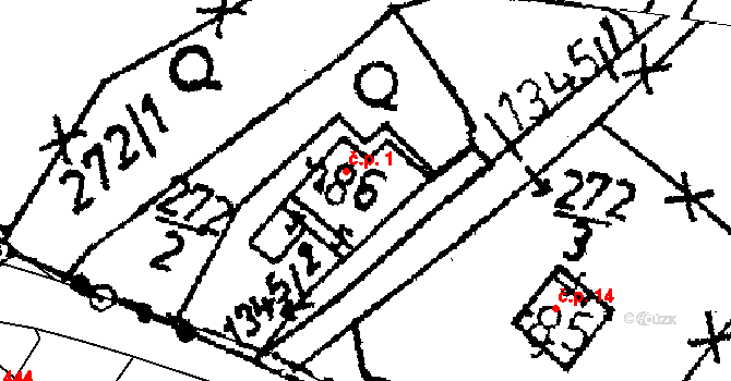 Markvartice 1, Jablonné v Podještědí na parcele st. 86 v KÚ Markvartice v Podještědí, Katastrální mapa