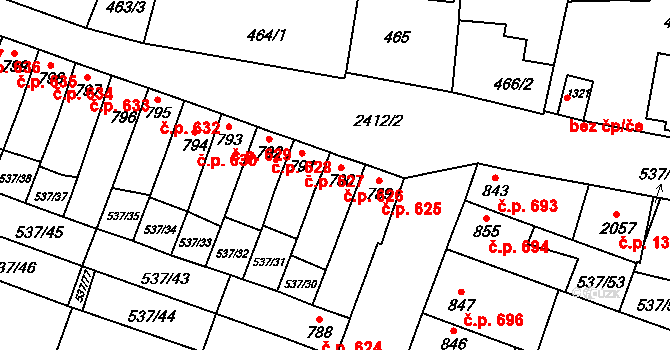 Polná 626 na parcele st. 790 v KÚ Polná, Katastrální mapa