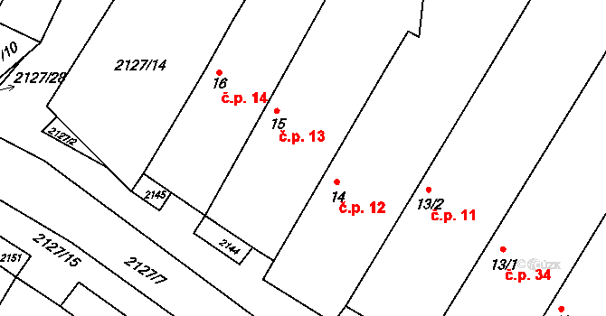 Dančovice 13, Dešná na parcele st. 15 v KÚ Dančovice, Katastrální mapa