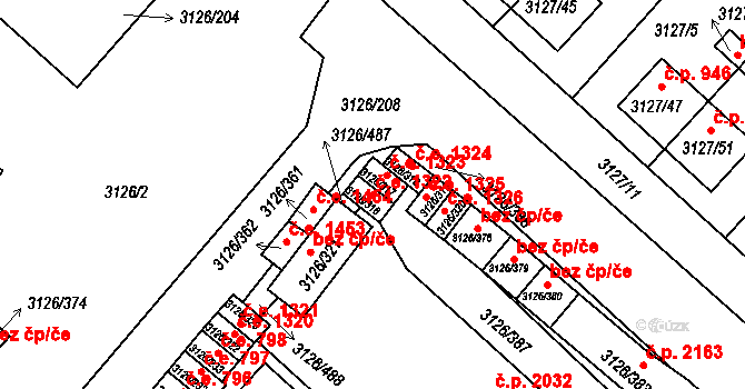 Pelhřimov 1322 na parcele st. 3126/316 v KÚ Pelhřimov, Katastrální mapa