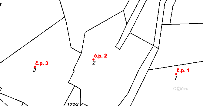 Javoří 2, Hartmanice na parcele st. 2 v KÚ Javoří u Hartmanic, Katastrální mapa