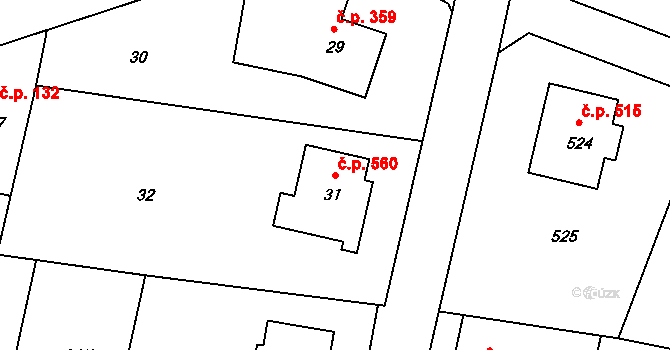 Jablůnka 560 na parcele st. 31 v KÚ Jablůnka, Katastrální mapa
