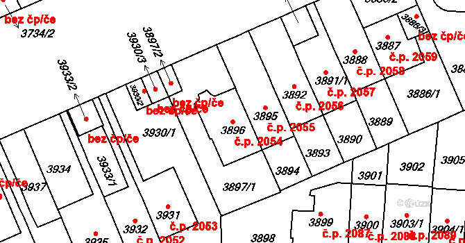Vinohrady 2054, Praha na parcele st. 3896 v KÚ Vinohrady, Katastrální mapa