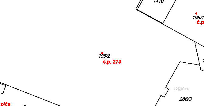 Poříčí 273, Trutnov na parcele st. 195/2 v KÚ Poříčí u Trutnova, Katastrální mapa