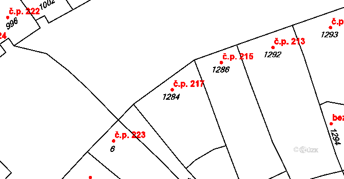 Těšice 217, Mikulčice na parcele st. 1284 v KÚ Mikulčice, Katastrální mapa
