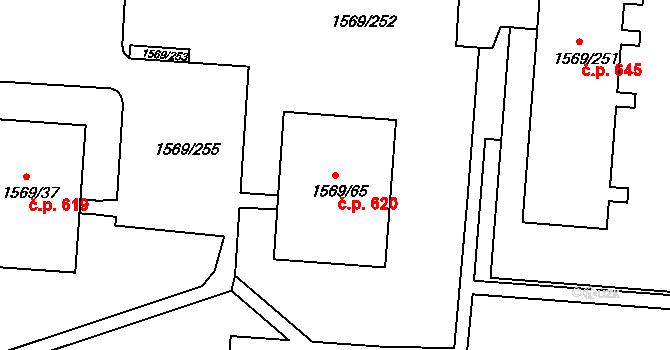 Liberec XV-Starý Harcov 620, Liberec na parcele st. 1569/65 v KÚ Starý Harcov, Katastrální mapa