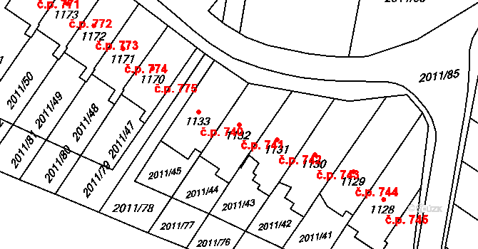 Rtyně v Podkrkonoší 741 na parcele st. 1132 v KÚ Rtyně v Podkrkonoší, Katastrální mapa