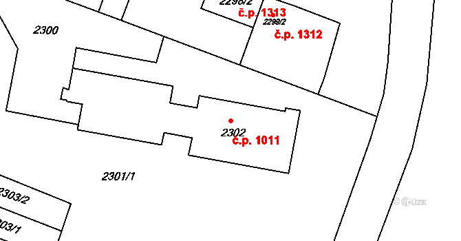 Kuřim 1011 na parcele st. 2302 v KÚ Kuřim, Katastrální mapa