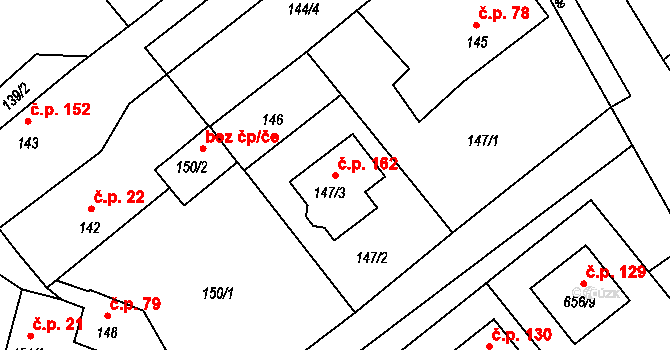 Tušť 162, Suchdol nad Lužnicí na parcele st. 147/3 v KÚ Tušť, Katastrální mapa