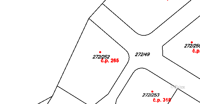 Křeslice 265, Praha na parcele st. 272/252 v KÚ Křeslice, Katastrální mapa