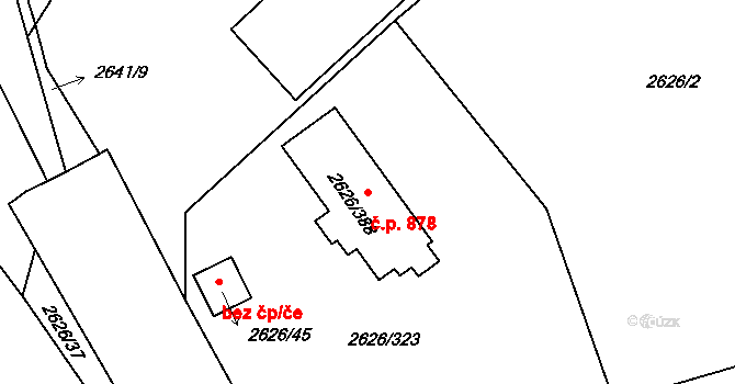 Doksy 878 na parcele st. 2626/388 v KÚ Doksy u Máchova jezera, Katastrální mapa