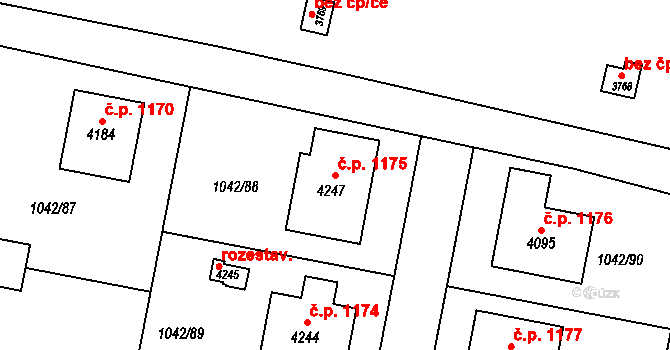 Valdické Předměstí 1175, Jičín na parcele st. 4247 v KÚ Jičín, Katastrální mapa