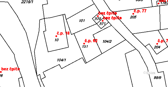 Pecerady 62, Týnec nad Sázavou na parcele st. 151 v KÚ Pecerady, Katastrální mapa
