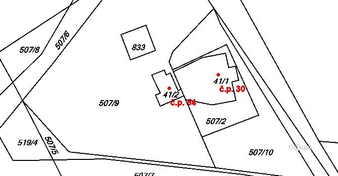 Víchovská Lhota 54, Víchová nad Jizerou na parcele st. 41/2 v KÚ Víchovská Lhota, Katastrální mapa