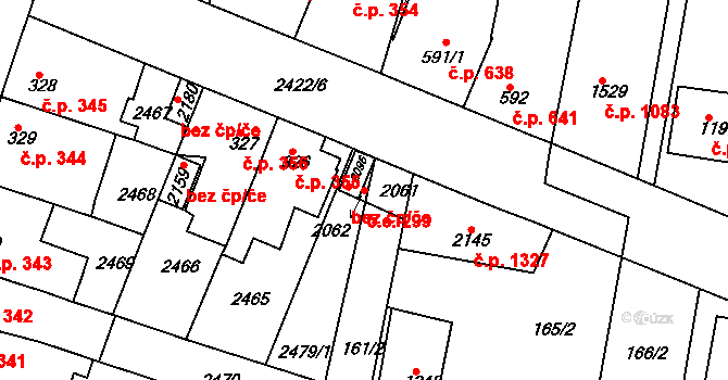 Rosice 299 na parcele st. 2061 v KÚ Rosice u Brna, Katastrální mapa