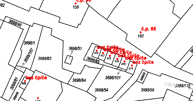 Břežany 41317718 na parcele st. 412 v KÚ Břežany u Znojma, Katastrální mapa