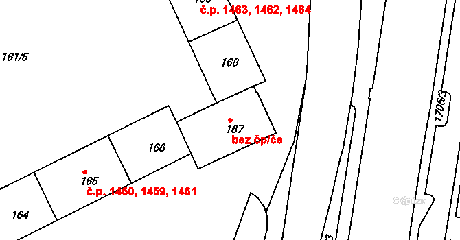 Sokolov 42955718 na parcele st. 167 v KÚ Sokolov, Katastrální mapa