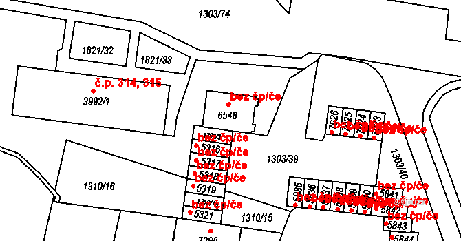 Třebíč 44158718 na parcele st. 6546 v KÚ Třebíč, Katastrální mapa