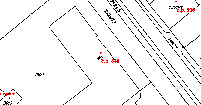 Předměstí 545, Opava na parcele st. 40 v KÚ Opava-Předměstí, Katastrální mapa
