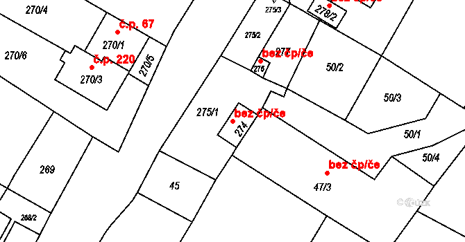 Strupčice 45090718 na parcele st. 274 v KÚ Strupčice, Katastrální mapa