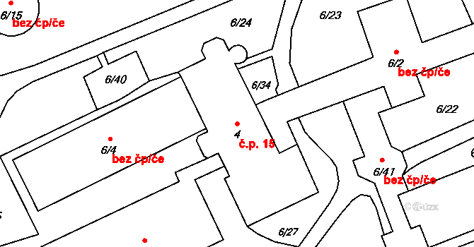 Chuchelná 15 na parcele st. 4 v KÚ Chuchelná, Katastrální mapa