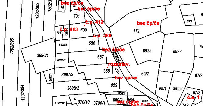 Brumovice 48950718 na parcele st. 657 v KÚ Brumovice, Katastrální mapa