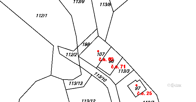 Míčov 62, Míčov-Sušice na parcele st. 107 v KÚ Míčov, Katastrální mapa