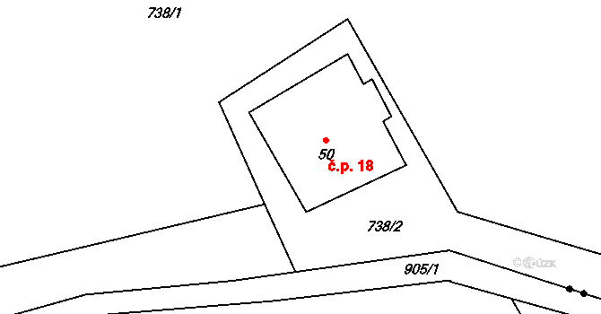 Výškovice 18, Vimperk na parcele st. 50 v KÚ Výškovice u Vimperka, Katastrální mapa