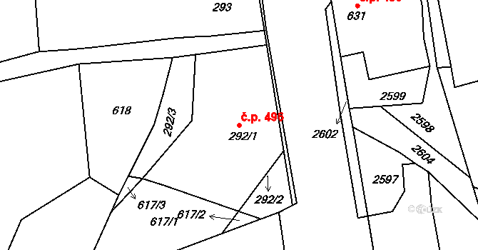 Golčův Jeníkov 496 na parcele st. 292/1 v KÚ Golčův Jeníkov, Katastrální mapa