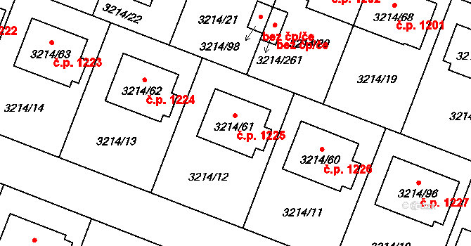 Chotěboř 1225 na parcele st. 3214/61 v KÚ Chotěboř, Katastrální mapa