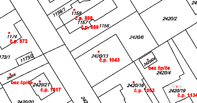 Rychnov nad Kněžnou 1043 na parcele st. 2420/13 v KÚ Rychnov nad Kněžnou, Katastrální mapa