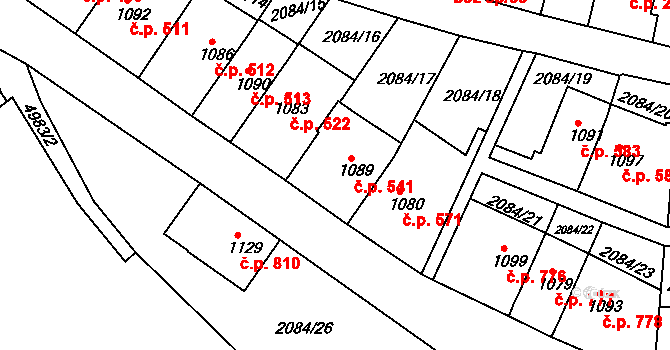 Jáchymov 541 na parcele st. 1089 v KÚ Jáchymov, Katastrální mapa