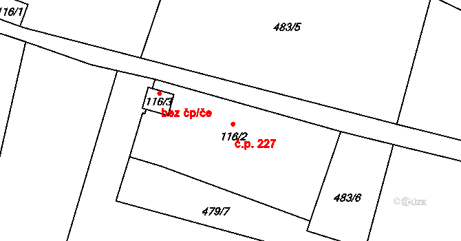 Kokonín 227, Jablonec nad Nisou na parcele st. 116/2 v KÚ Kokonín, Katastrální mapa