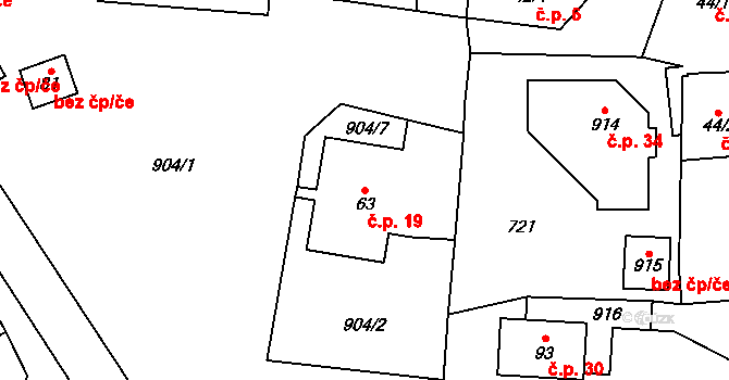 Čenětice 19, Křížkový Újezdec na parcele st. 63 v KÚ Čenětice, Katastrální mapa