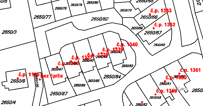 Frýdlant 1339 na parcele st. 2650/44 v KÚ Frýdlant, Katastrální mapa