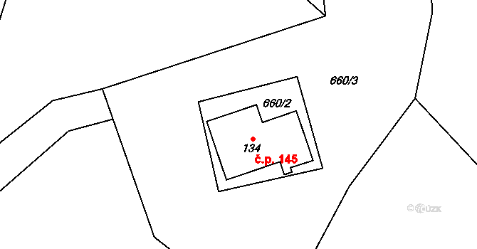 Rokytno 145, Rokytnice nad Jizerou na parcele st. 134 v KÚ Rokytno v Krkonoších, Katastrální mapa
