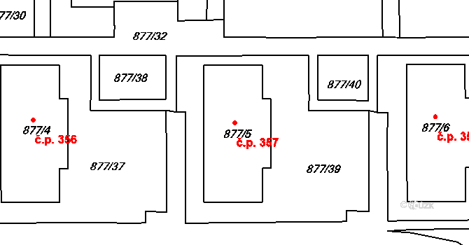 Děčín XXXII-Boletice nad Labem 357, Děčín na parcele st. 877/5 v KÚ Boletice nad Labem, Katastrální mapa