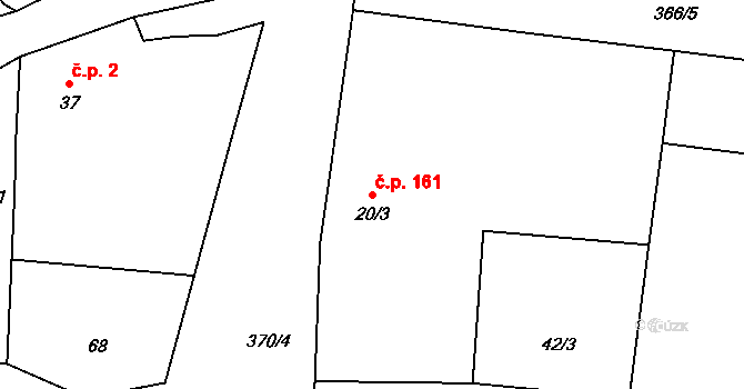 Černčice 161 na parcele st. 20/3 v KÚ Černčice u Loun, Katastrální mapa