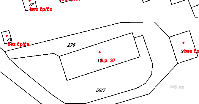 Lomec 37 na parcele st. 17 v KÚ Lomec u Klatov, Katastrální mapa