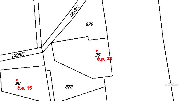 Dolní Pertoltice 33, Pertoltice na parcele st. 95 v KÚ Dolní Pertoltice, Katastrální mapa